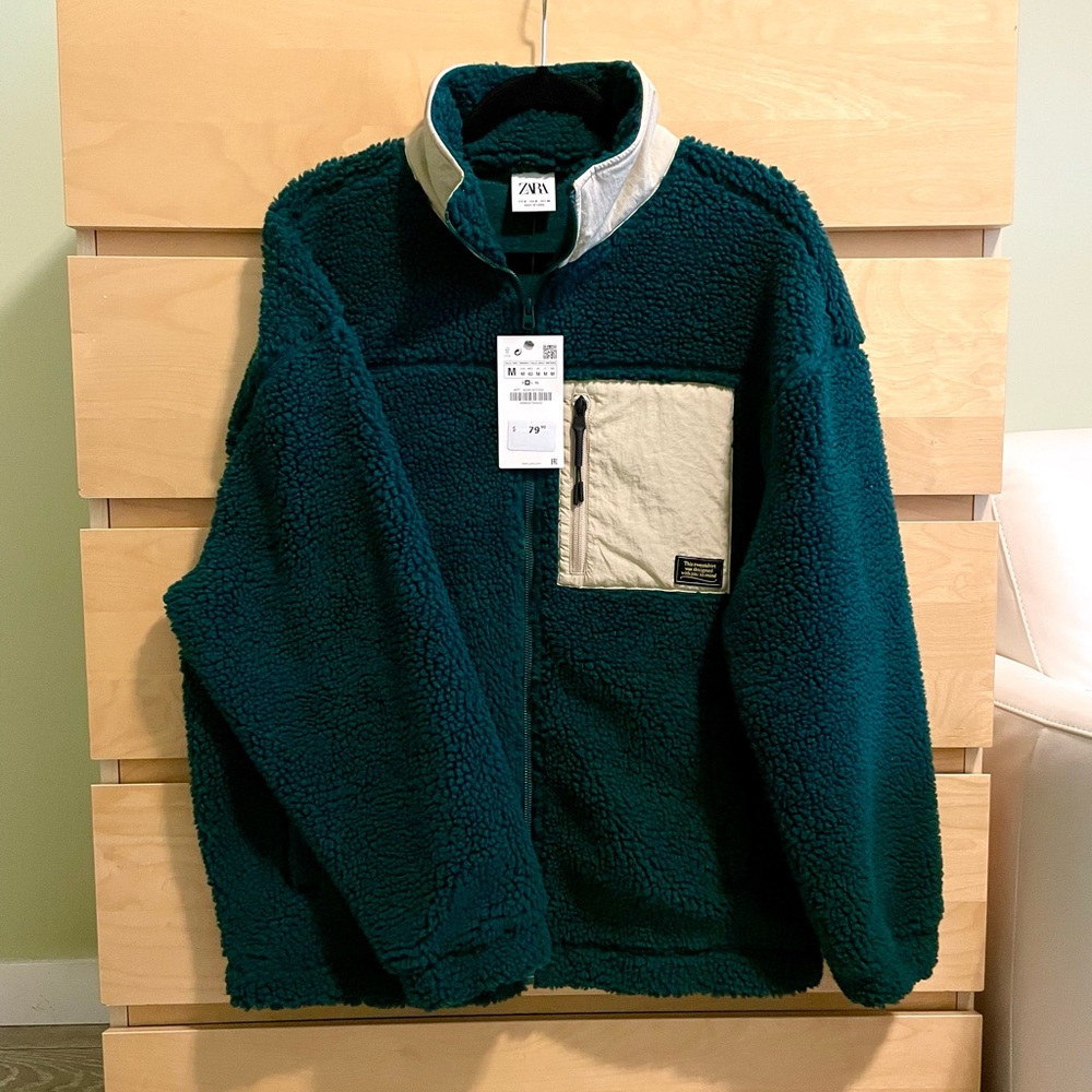 Forest Green Full Zip Sherpa Fleece